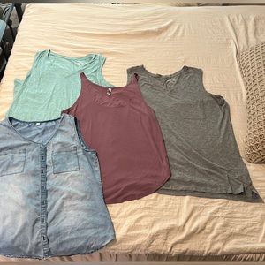 Women’s Plus Size Tanks(4). Eddie Bauer x2, Next Level Apparel x1,  Denim x1